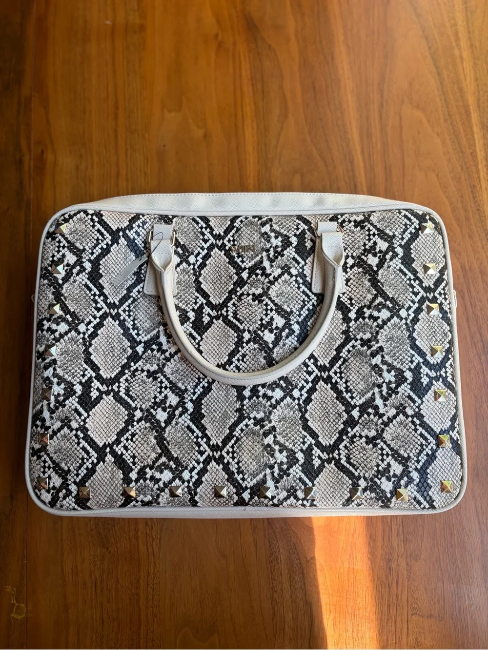 WHBM Snake Print Studded Laptop Bag Briefcase NWT